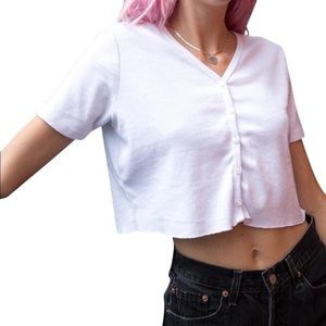 Brandy Melville White Button Up Top